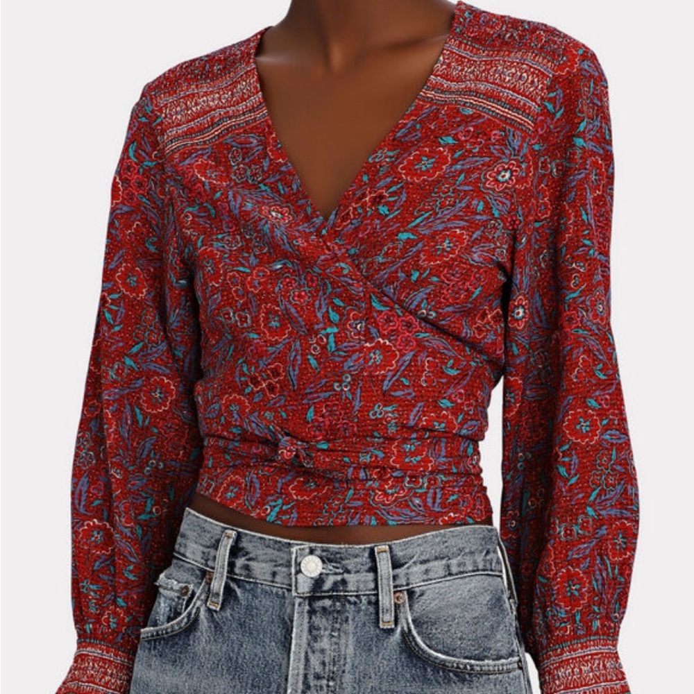 Veronica Beard Sarah Floral Front-Tie Top XS